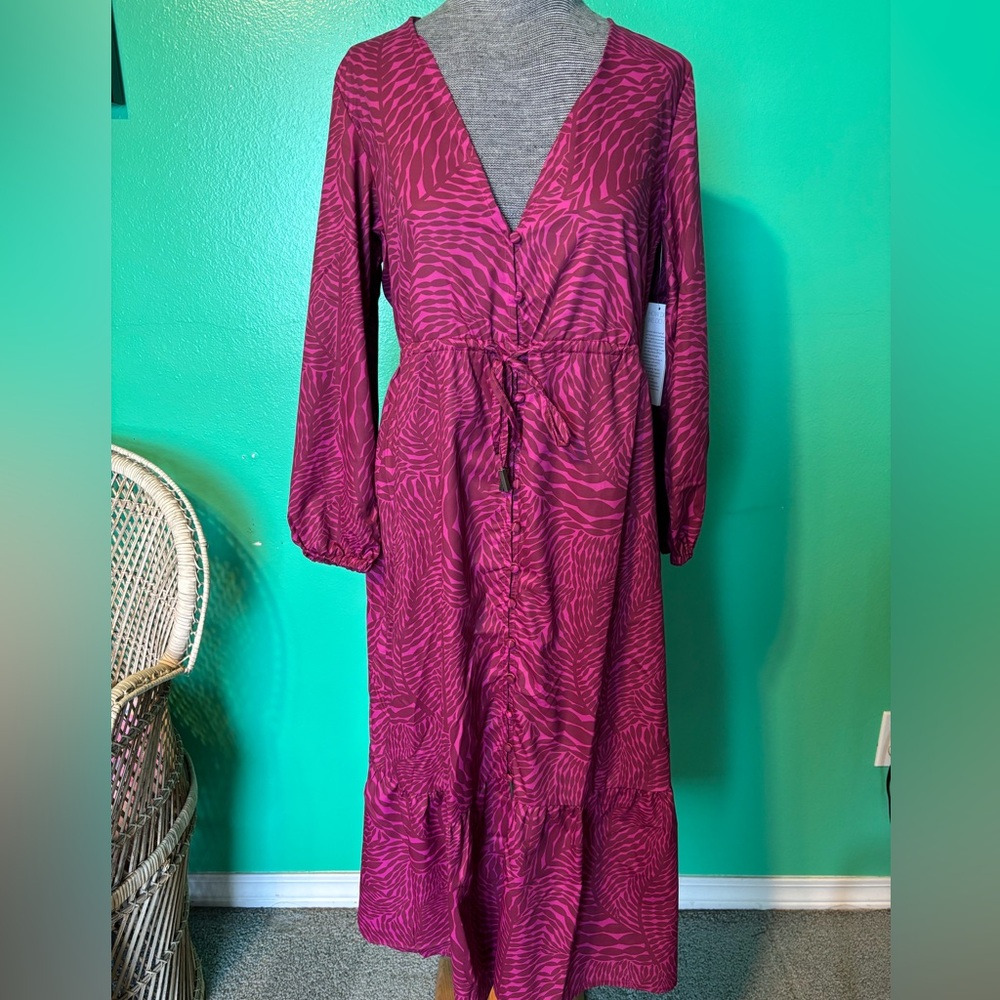 MOTT50 Casual Pink Zebra Print Dress